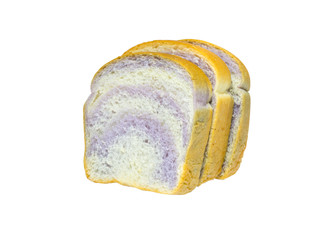 taro sliced bread close up  on white background