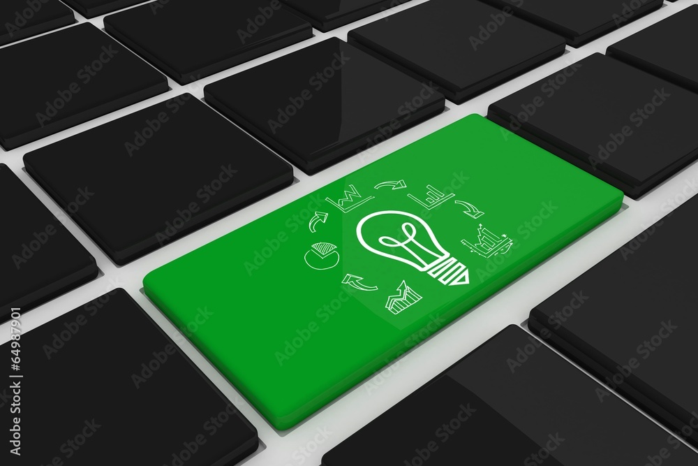 Poster Composite image of idea and innovation graphic on key