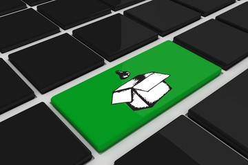 Composite image of light bulb and box doodle on key