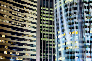 Office buildings at night