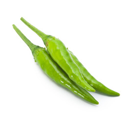 green chili on white background