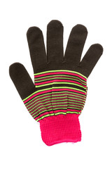 fabric gloves on white background.