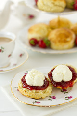 Cream tea scene, vertical
