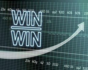 win win symbol on stock market graph