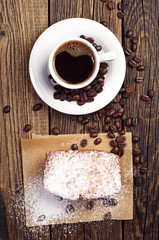 Cup of coffee and cupcake