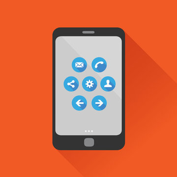 Smartphone flat design vector with icon set