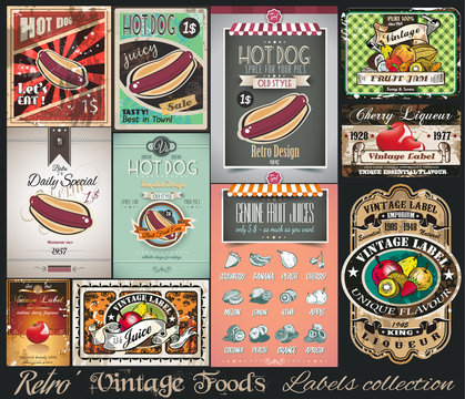 Retro Vintage Foods Labels collection. Small posters