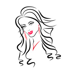 Face of beauty woman silhouette logo vector