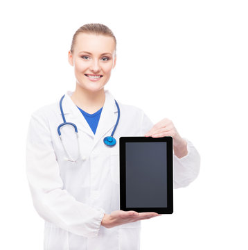 Young And Professional Woman Doctor With An Ipad