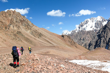 Fototapeta na wymiar climbing to the peak Talgar in Kazakhstan