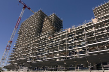 Scaffolding on a construction site of a new building