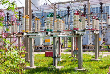 Part of high-voltage substation with switches and disconnectors
