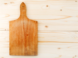 Worn butcher block cutting and chopping board as background
