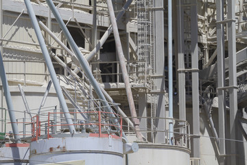 modern industry and refinery, details of pipes and smokestacks