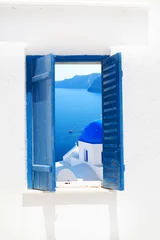 Crédence de cuisine en verre imprimé Santorin Architecture traditionnelle du village d& 39 Oia sur l& 39 île de Santorin, Gre