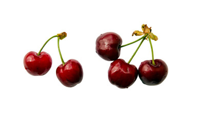 Isolated red cherries