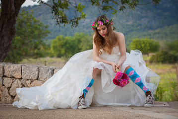 Fototapeta na wymiar fashion jilted teen bride.