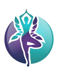 circle people yoga logo, human wellness symbol, health natural hand zen icon