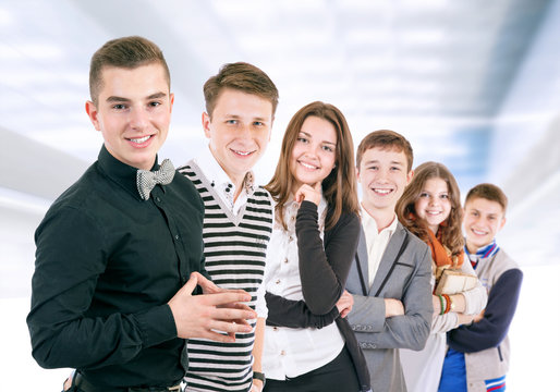 Group of positive young people