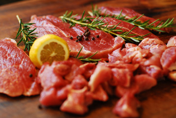 Pork meat on a cutting board