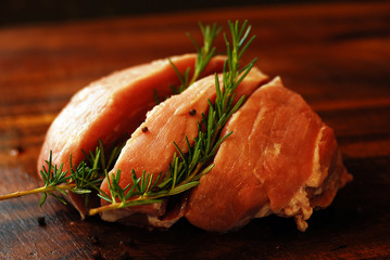 Pork meat on a cutting board