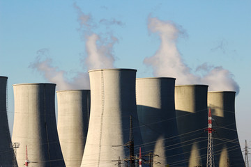 detail of cooling towers of nuclear power plant