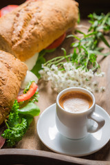 Coffee and sandwich for breakfast