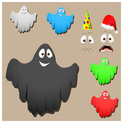 Set of cute halloween ghosts