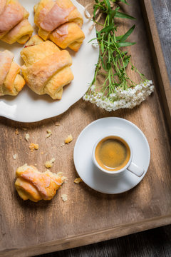 Espresso and croissant for breakfast