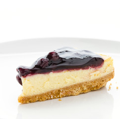 Blueberry cheesecake isolated white background