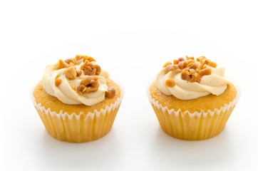 Nuts cupcake isolated on white background