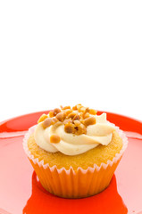 Nuts cupcake isolated on white background