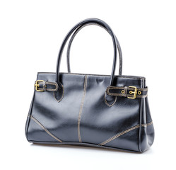 Woman leather bag isolated white background