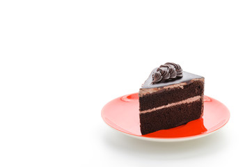 Chocolate cake isolated on white background