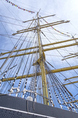 Obraz premium Old sailing boat rigging