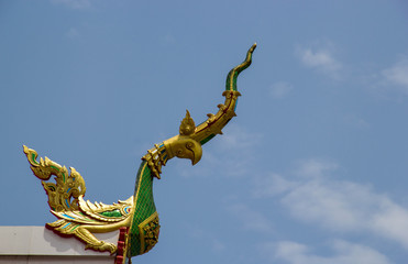 Fototapeta na wymiar A Roof Top of A Thai Style Temple