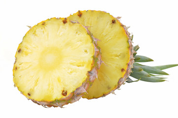 Pineapple cut on a white background.