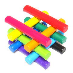 Colorful kid's plasticine on white background