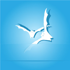 Bats. Paper sticker. Raster illustration.