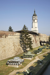 Clock tower in Kalemegdan fortress. Serbia