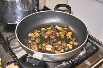 mushromm in a pan