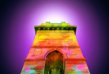 colorful abstract india gate at delhi