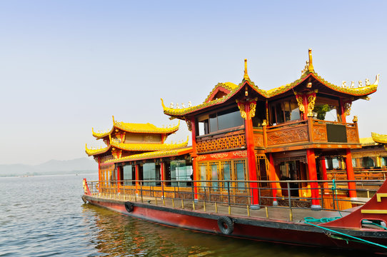 Hangzhou west lake traditional ship,  china