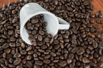 Coffee bean with a white cup