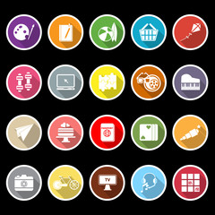 Hobby icons with long shadow