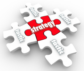 Fototapeta premium Strategy Tactics Plan Implementation Execution Puzzle Pieces