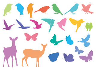 森の動物シルエット_01