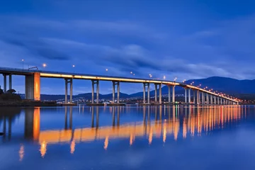Gordijnen Tasman Bridge Side Sunrise wide © Taras Vyshnya