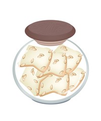 A Jar of Delicious Bread with Almonds