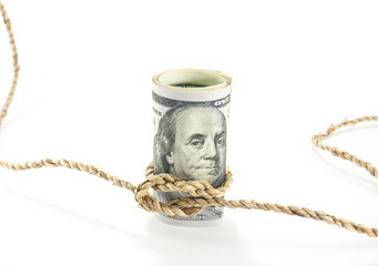 money binding with rope